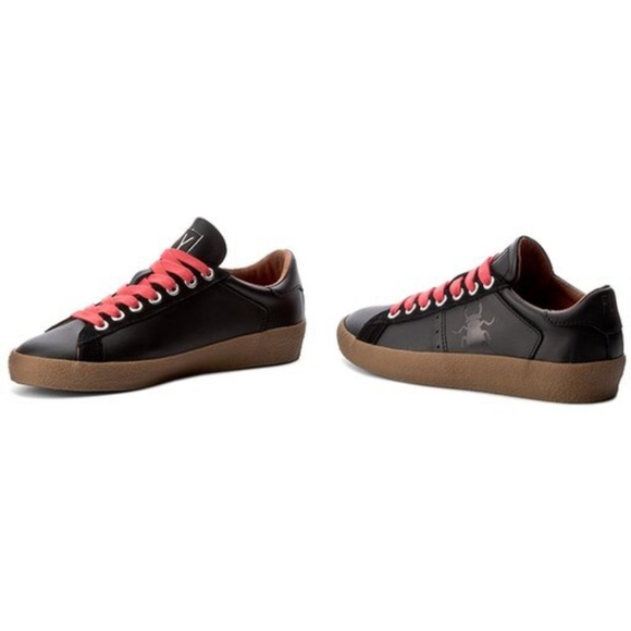 Fly London Black Authentic Genuine Leather Retro Look Sneakers - Picture 1 of 5